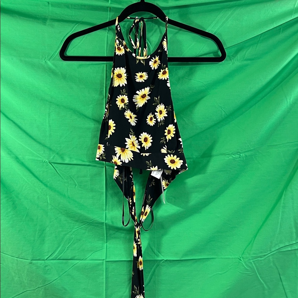 Forever 21 Black and Yellow Floral Top